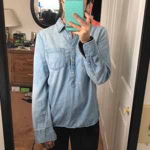 Denim long sleeve semi button down shirt